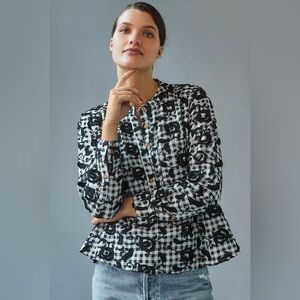 Anthropologie The Whitney Trapeze Pilcro Textured Button Down Shirt